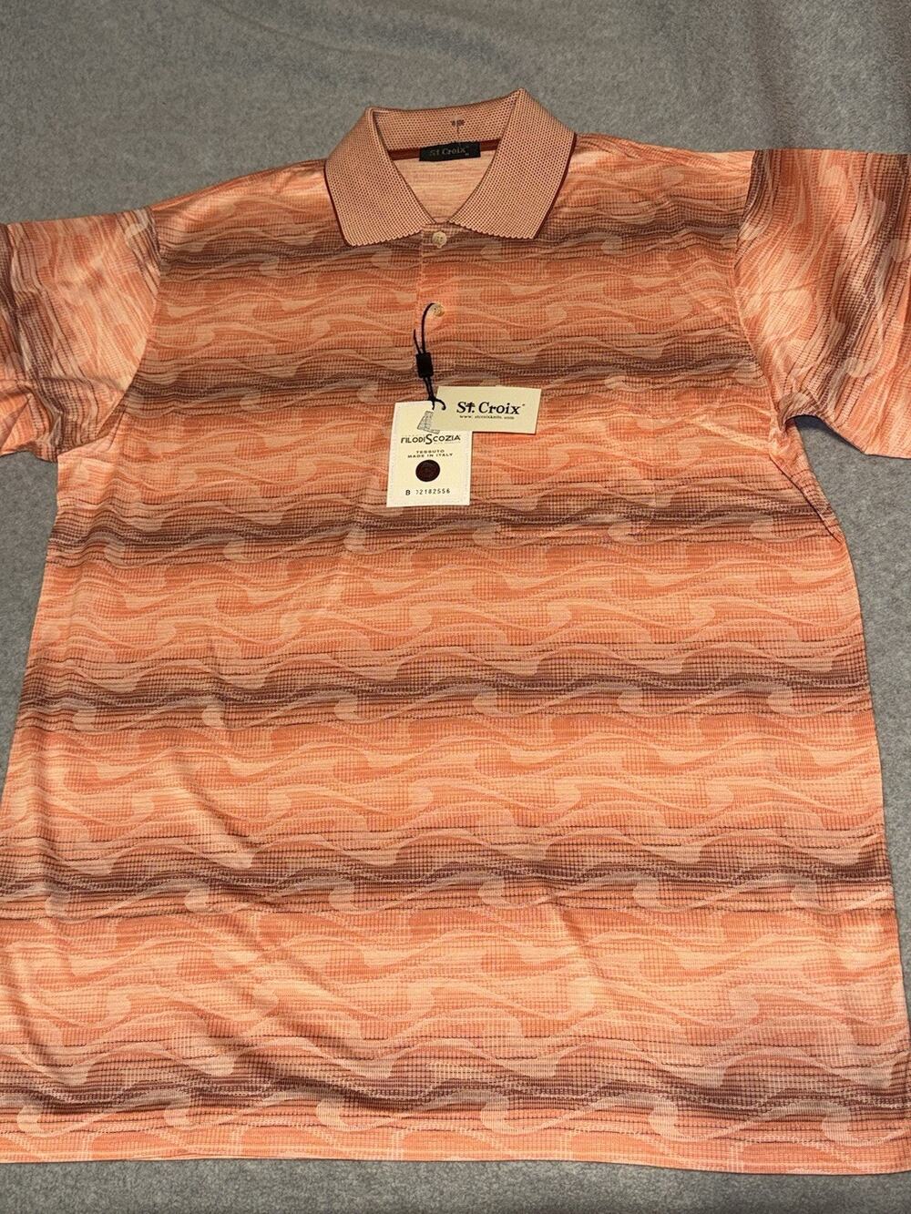 St. Croix Polo Shirt Mens Medium Terra Cotta Short Sleeve Pullover With Tags